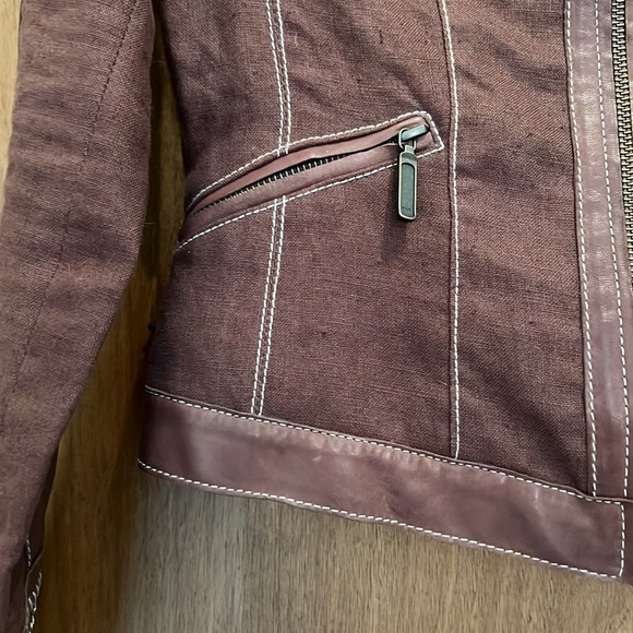 CACHE LINEN JACKET WITH LEATHER CONSTRAST - Picture 9 of 13